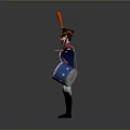 Military Drummer Character in Blue Coat White Pants Red Feathered Hat with Drum Arms Outstretched