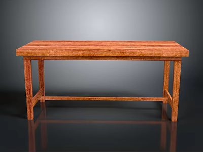 Wooden Table With Solid Wood Rectangular Top And Sturdy Legs Design 3d model