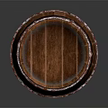 Rustic Wooden Barrel Tabletop Decorative Ornament Set With Metal Hoops And Natural Grain