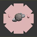 Commercial Display Platform Featuring 3D Girl Model Pink Spheres And Gray Background