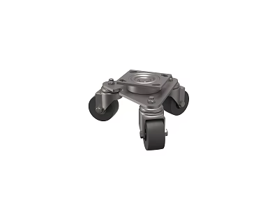 Heavy Duty Metal Swivel Caster Wheel With Four Rubber Wheels And Mounting Plate 3d model