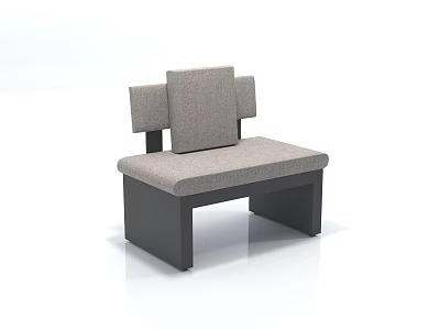 Single Sofa Gray Fabric with Backrest Armrests and Black Frame Modern Design 3d model