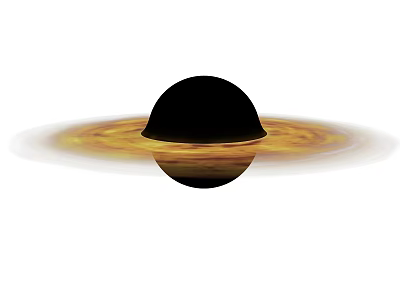 Black Planet With Golden Rings In Deep Space Universe View 3d model