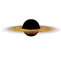 Black Planet With Golden Rings In Deep Space Universe View