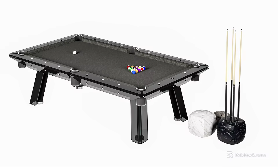 High Quality Billiard Table With Colorful Balls Cues And Storage Pouch 3d model 