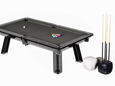 High Quality Billiard Table With Colorful Balls Cues And Storage Pouch 3d model