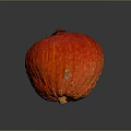Round Red Textured Pumpkin On Shiny Dark Background With Smooth Surface