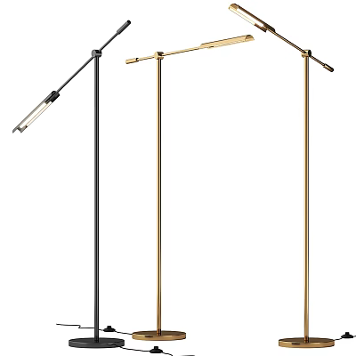 Modern Floor Lamps in Black and Gold with Adjustable Design for Home Decor 3d model