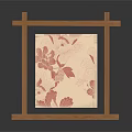 Handcrafted Decorative Cube With Red Floral Pattern On White Surface And Wooden Cross Frame Base