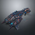 Futuristic Sci-Fi Spaceship With Intricate Mechanical Structure Blue Lights And Modules 3d model