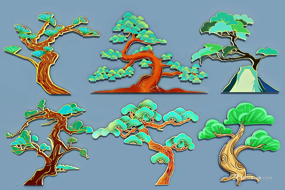 Tree and Mountain Shaped Decorative Hanging Ornaments for Home Interior 3d model