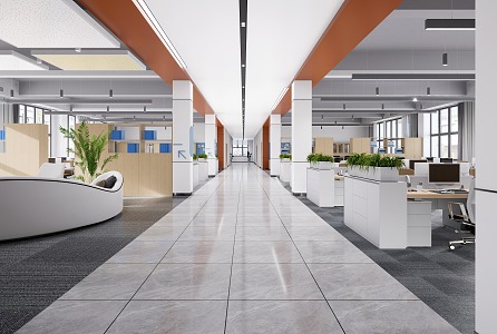 Design of public office area 3d model