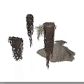 Decorative Brown Woven Structures With Green Plants On White Background