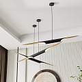 Modern Black Gold Geometric Pendant Lights Hanging In Minimalist Living Room Ceiling Interior