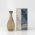 Brown Glass Decorative Bottle With Gold Accents And Black Lid For Home Decor