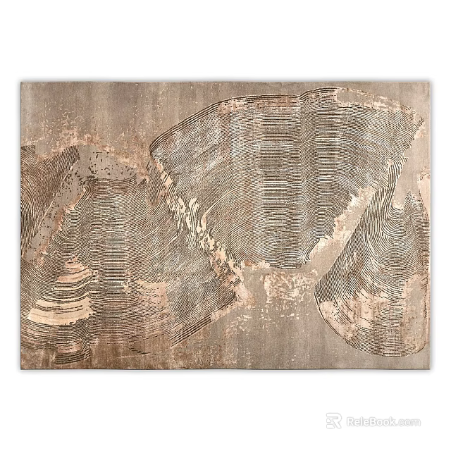Modern Square Carpet With Textured Abstract Pattern In Brown Beige Neutral Tones 3d model 