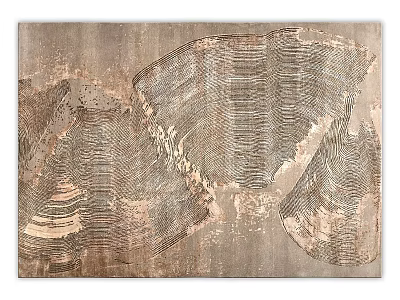 Modern Square Carpet With Textured Abstract Pattern In Brown Beige Neutral Tones 3d model