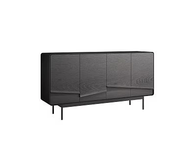 Modern Black Wooden Decorative Cabinet With Sleek Design And Metal Legs 3d model