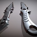 Fantasy Daggers With Sharp Blades Unique Handles And Metal Reflective Surface