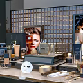 Elegant Perfume and Cosmetics Display With Various Skincare Products and Fragrance Bottles