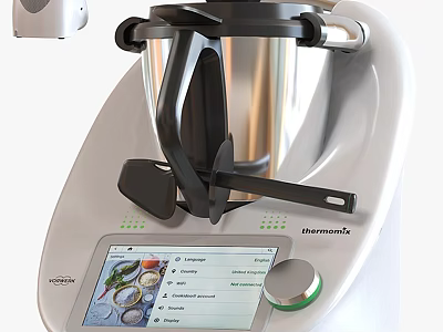 Thermomix Multifunctional Kitchen Appliance with Digital Display Stainless Steel Container and Black Components 3d model