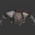 Fantasy Female Character 3D Model With Long Brown Hair Green Silver Armor And Brown Cape