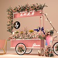 Flowers Meichen Night Market Booth Flower Shop Flower Car Sale Pink Flower House Flowers Meichen Commercial Meichen 3d model