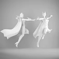 Batgirl Game Movie Characters With Black Costumes Gold Accents Cloaks Dynamic Poses Starry Glowing Background