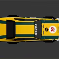 Mazda Yellow And Green Racing Car With Number 19 On Body
