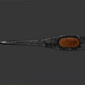 Classic Axe Weapon With Black Head And Orange Wooden Handle On Gray Background