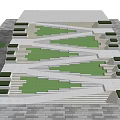 Modern Geometric Staircase Design With Green Landscaped Areas And Stone Steps