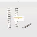 Hardware Tools With Two Standing Ladders And One Lying Ladder 3d model
