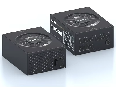NZXT T1000 Classic and C1200 Black Power Supply Units for High Performance Computer Systems 3d model