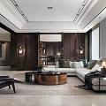 Luxurious Modern Living Room With White Sectional Sofa And Round Coffee Table