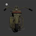 Classic Vintage Military Green Motorcycle With Red Seat And White Star