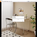 Modern Desk Interior With Chair Stylish Lamp Poster And Green Plant