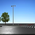 Well Designed Road Facilities With Street Lamp Pedestrian Crossing And Green Trees