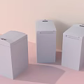 Three White Washing Machines In Sleek Minimalist Design With Pastel Background