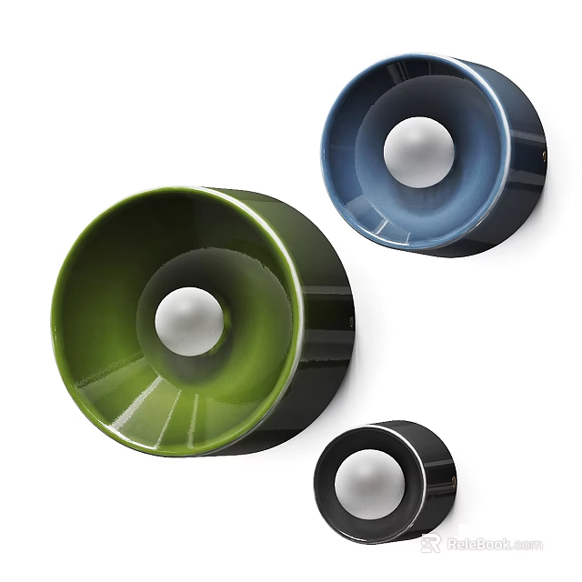 Elegant Modern Wall Lamps with Green Blue Black Shades for Home Lighting 3d model 