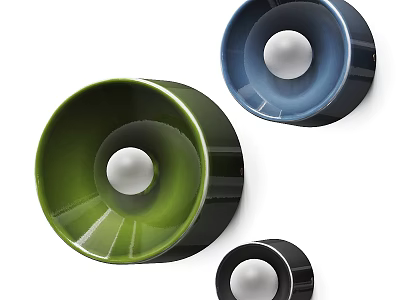 Elegant Modern Wall Lamps with Green Blue Black Shades for Home Lighting 3d model