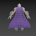 Game And Movie Character In Silver Armor With Purple Cape And Spiked Decorations