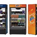 Colorful Commercial Beverage Refrigerators Stocked With Pepsi Fanta And Various Cold Drinks