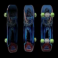 Three Star Wars Themed Skateboards With Darth Vader Graphic And Green Wheels For Sports Activities