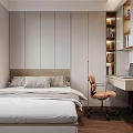 Modern Tatami Bedroom Interior Design With Tatami Bed Built-in Wardrobe And Study Desk
