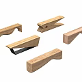 Nordic Solid Wood Bench 3d model