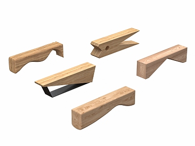 Nordic Solid Wood Bench 3d model