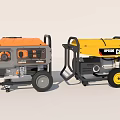 Industrial Portable Generators with Orange Yellow Body and CAT RYOBI Logos