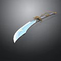 Ornate Fantasy Sword With Golden Decorative Hilt And Shiny Blue Blade Design