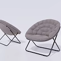 Two Gray Lazy Sofas with Metal Frame Cushioned Seat and Backrest 3d model