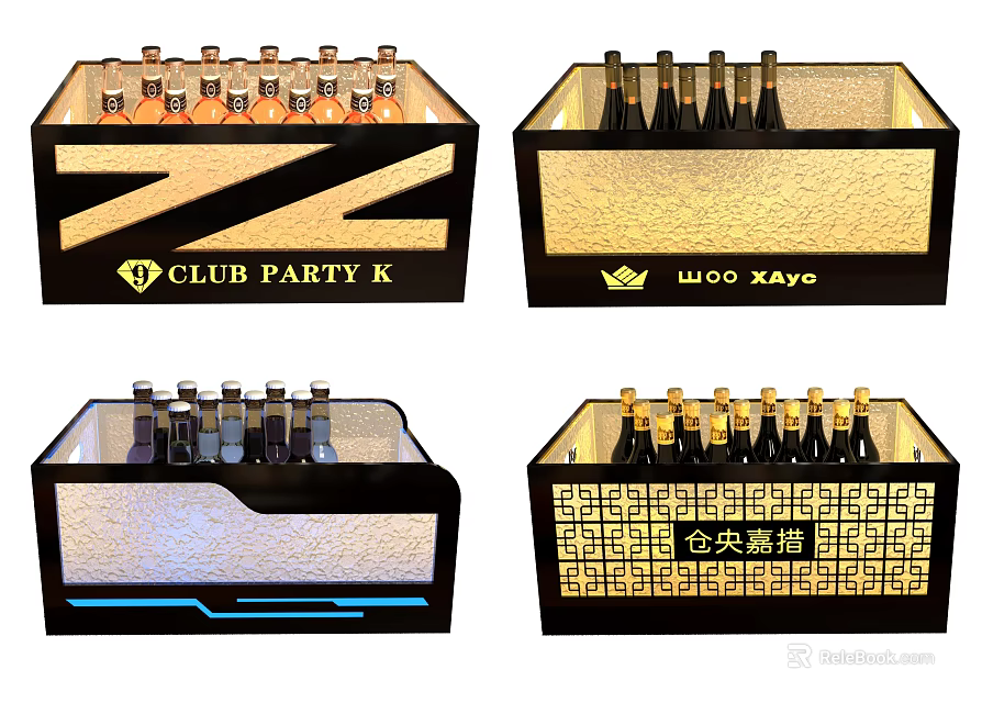 Ceramic Vessels With Illuminated Designs For Branded Bottle Storage And Decorative Patterns 3d model 